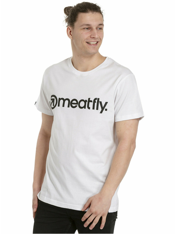 Meatfly Tricou pentru bărbați Meatfly MF Logo White | Alb | Mărime M | 100% bumbac