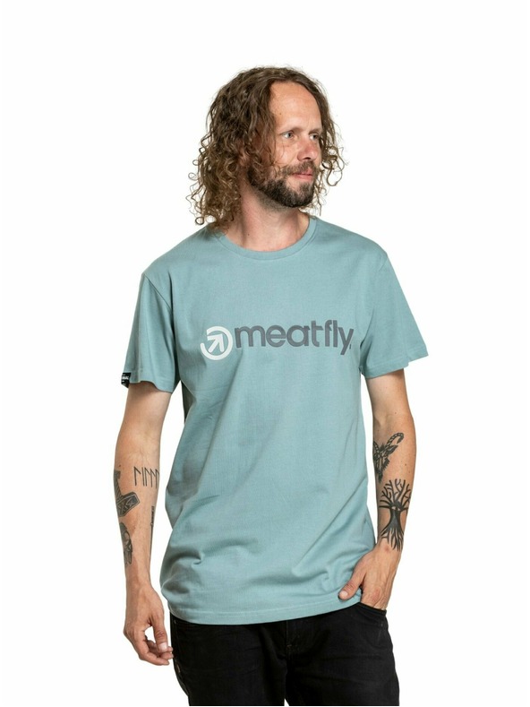 Meatfly Meatfly tricou pentru bărbați Joe Dusty Mint | Albastru | Mărimea M | 100% bumbac