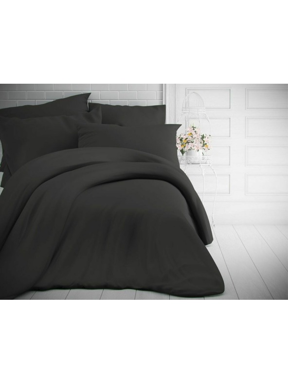 Kvalitex Solid Cotton Bedding 140x200, 70x90cm Dark Gray Kvalitex