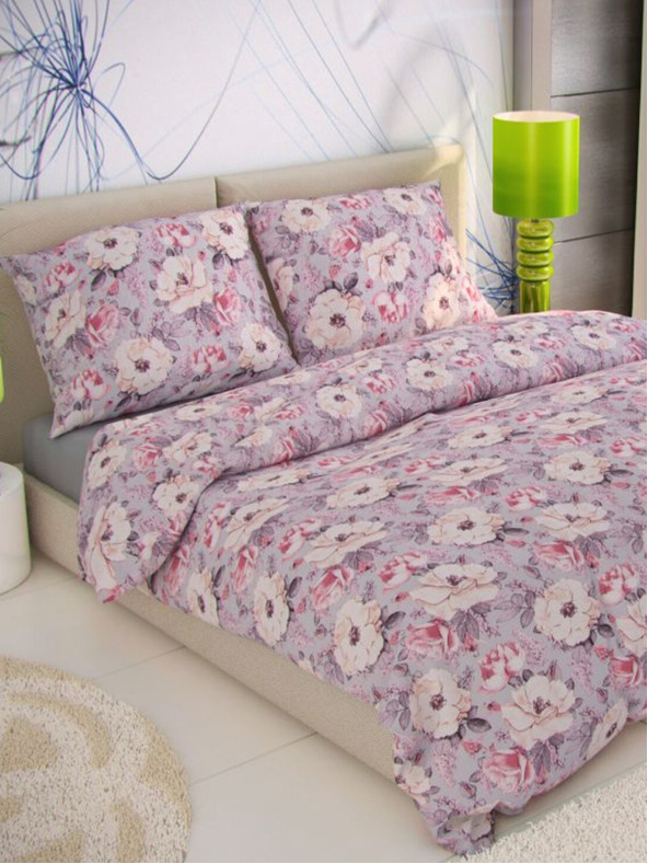 Kvalitex Lenjerie de pat franceză din crep 200x200, 70x90cm Ester gri Kvalitex