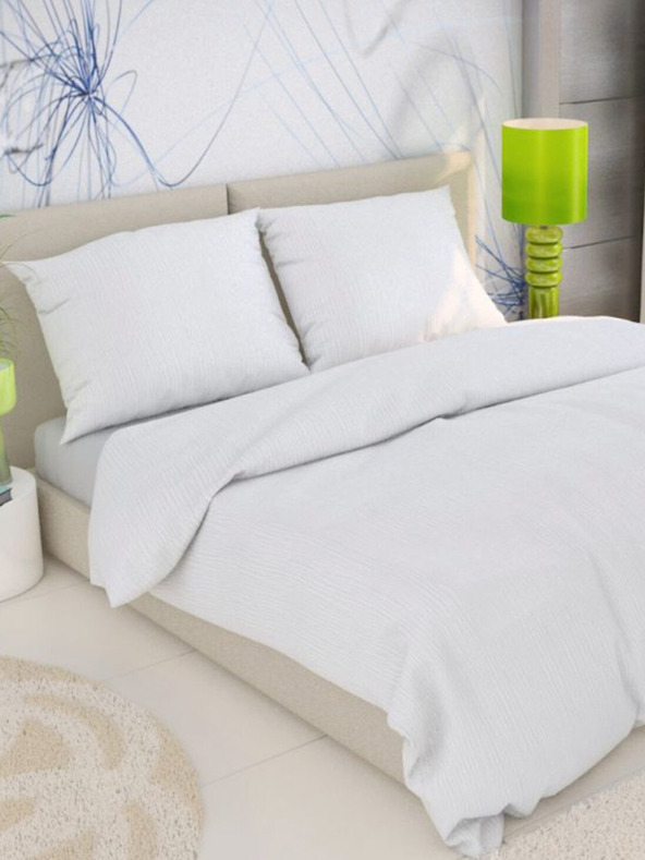 Kvalitex Lenjerie de pat din crep franțuzesc 200x200, 70x90cm albă Kvalitex