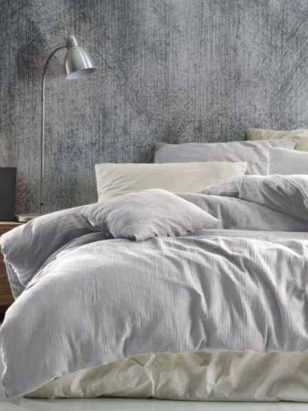 Kvalitex Lenjerie de pat franceză din muselină 240x220, 70x90cm gri deschis Kvalitex