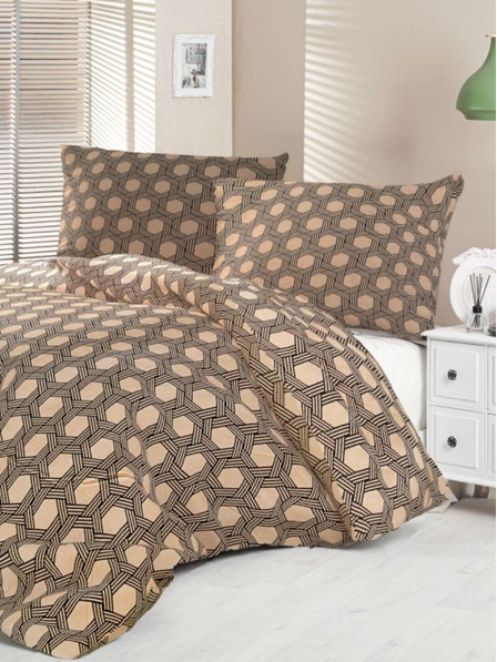 Kvalitex Lenjerie de pat din satin Luxury Collection 1+2, 200x200, 70x90cm Carero bej Kvalitex