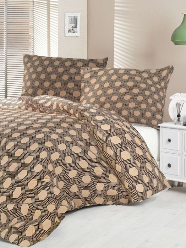 Kvalitex Lenjerie de pat din satin Luxury Collection 1+2, 200x200, 70x90cm Carero bej Kvalitex