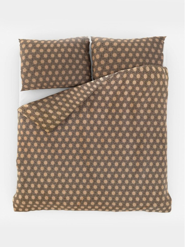 Kvalitex Lenjerie de pat din satin Luxury Collection 1+2, 200x200, 70x90cm Carero bej Kvalitex