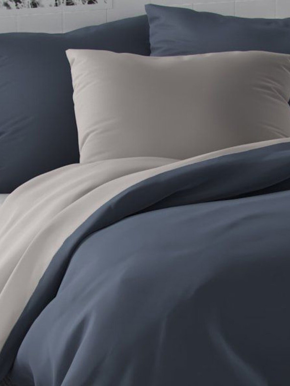 Kvalitex Lenjerie de pat din satin, colecția LUXURY, 1+2, 240x200, 70x90cm, gri închis / gri deschis