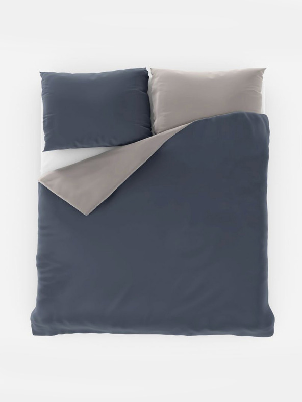 Kvalitex Lenjerie de pat din satin, colecția LUXURY, 1+2, 240x200, 70x90cm, gri închis / gri deschis