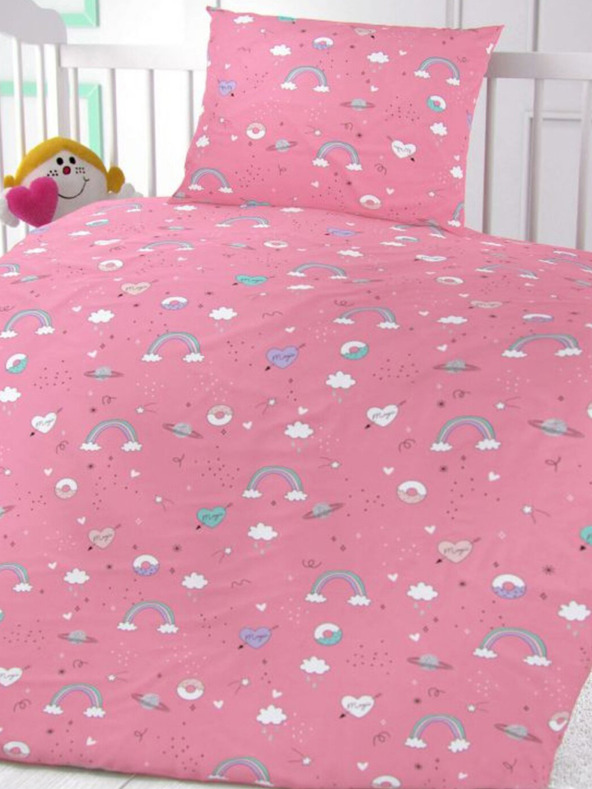 Kvalitex Lenjerie de pat pentru pătuț din bumbac Obláčky roz