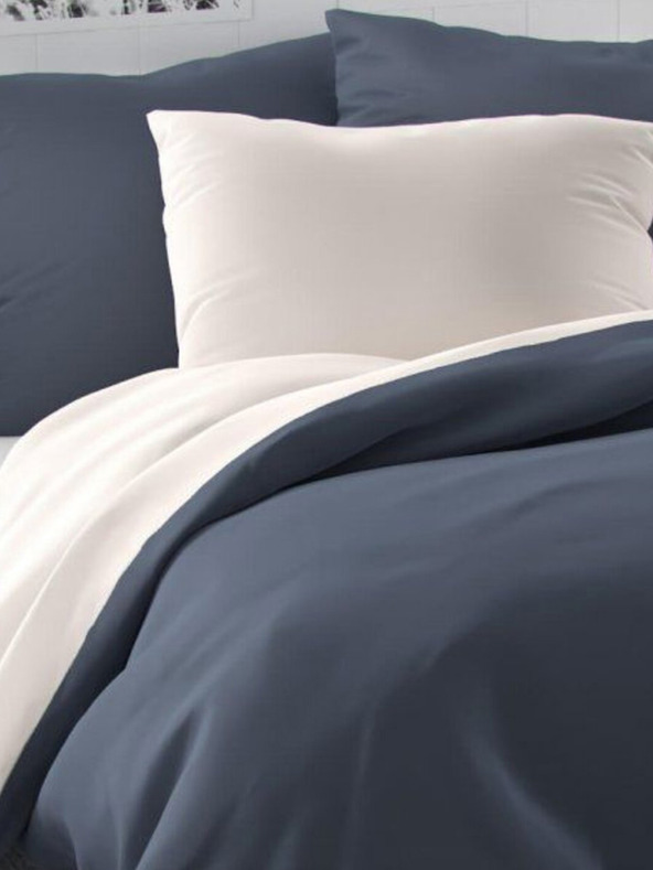 Kvalitex Lenjerie de pat din satin francez LUXURY COLLECTION 1+2, 220x200, 70x90cm gri închis / alb