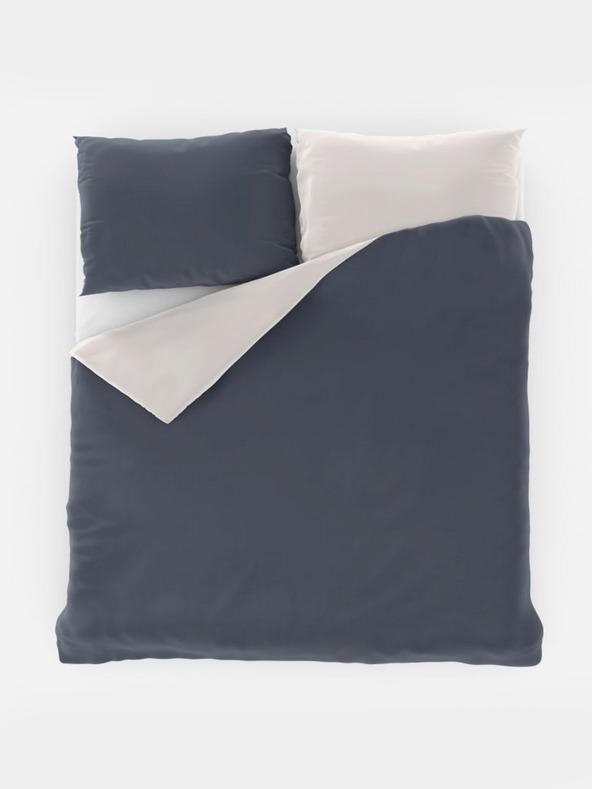 Kvalitex Lenjerie de pat din satin francez LUXURY COLLECTION 1+2, 220x200, 70x90cm gri închis / alb