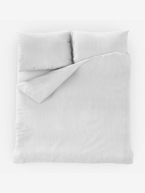 Kvalitex Lenjerie de pat franceză prelungită din crep 240x220, 70x90cm albă Kvalitex