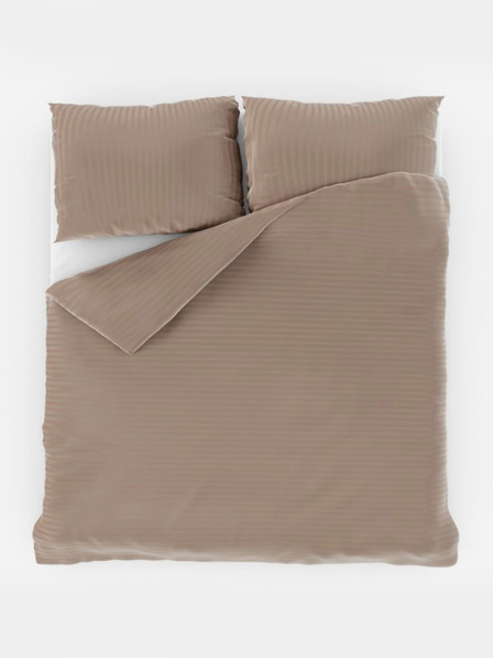 Kvalitex Lenjerie satin franceză cu dungi 1+2, 220x200, 70x90cm bej Kvalitex