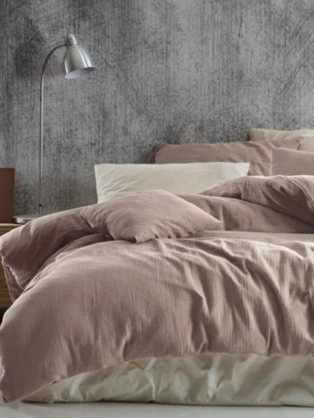 Kvalitex Lenjerie de pat în stil francez din muselină 220x200, 70x90cm bej Kvalitex