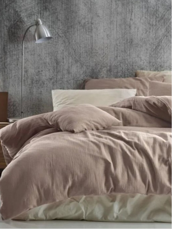 Kvalitex Lenjerie de pat în stil francez din muselină 220x200, 70x90cm bej Kvalitex