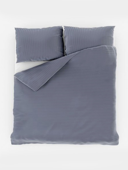 Kvalitex Lenjerie de pat din satin cu dungi prelungită 140x220, 70x90cm gri închis