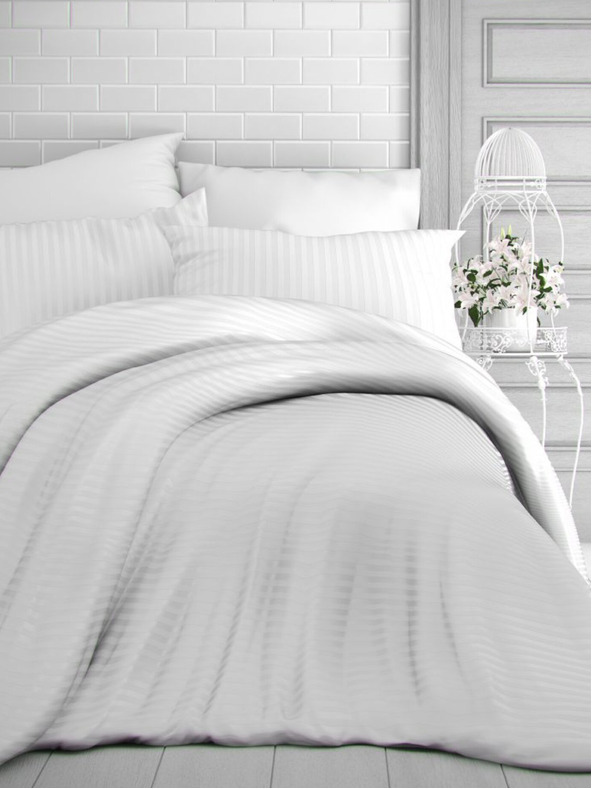 Kvalitex Lenjerie de pat din satin cu dungi 140x200, 70x90cm WHITE