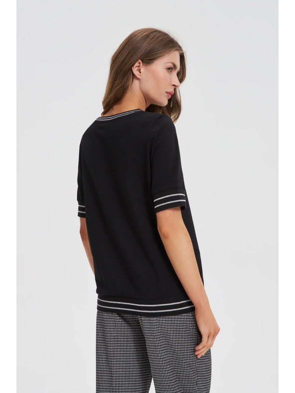 Moodo Top negru cu bordură contrastantă Moodo