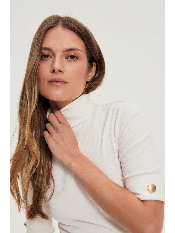 Moodo Guler alb cu mâneci 3/4 Moodo