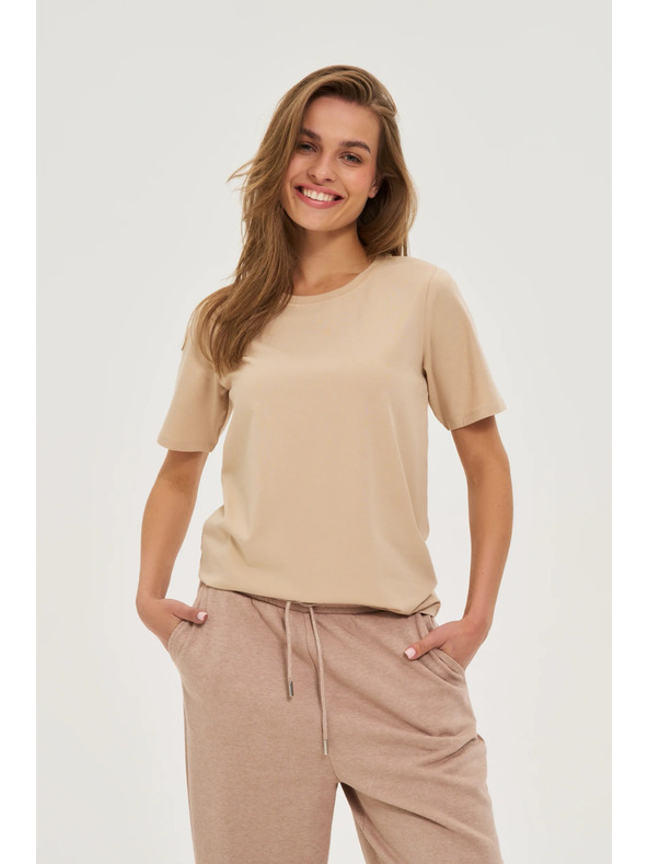 Moodo Tricou bej cu mânecă scurtă Moodo