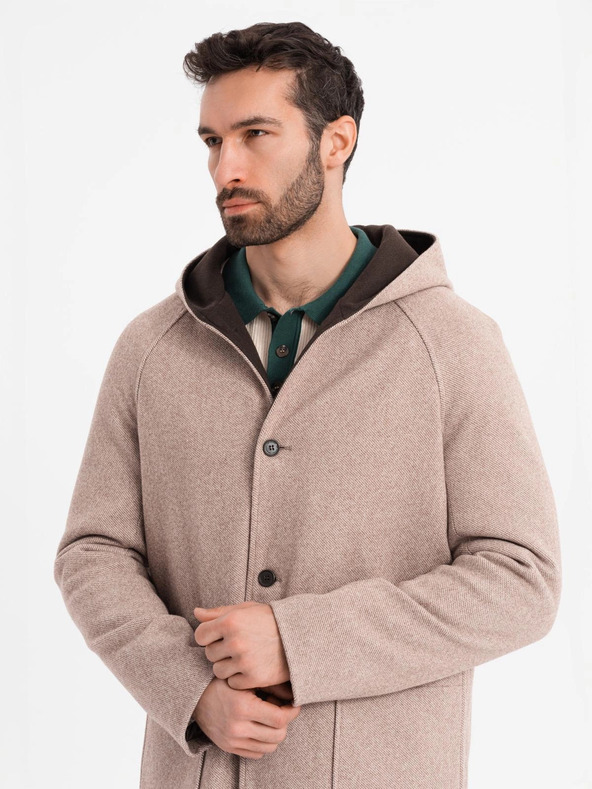 Ombre Clothing Palton bărbătesc melange lung cu glugă Ombre Clothing