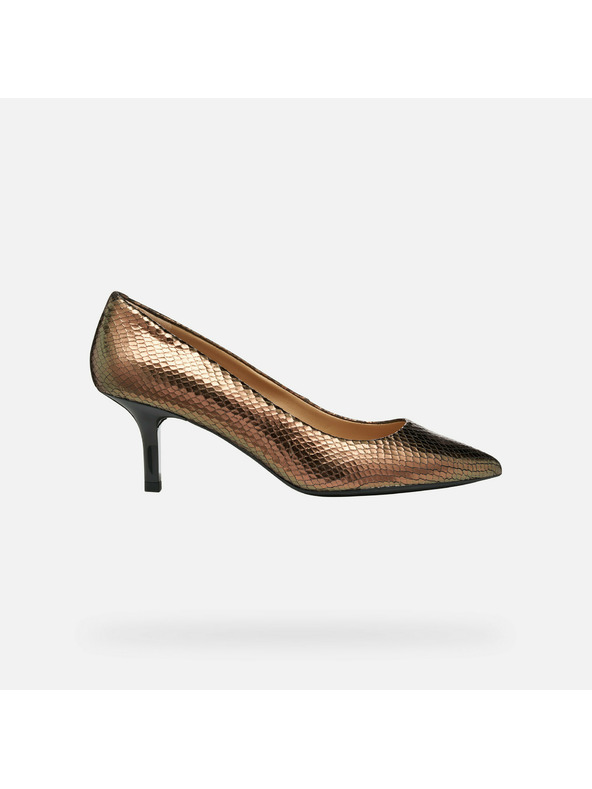 Geox Pantofi cu toc aurii pentru femei Geox Kleopy