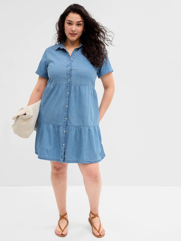 GAP Rochie din denim cu volane GAP