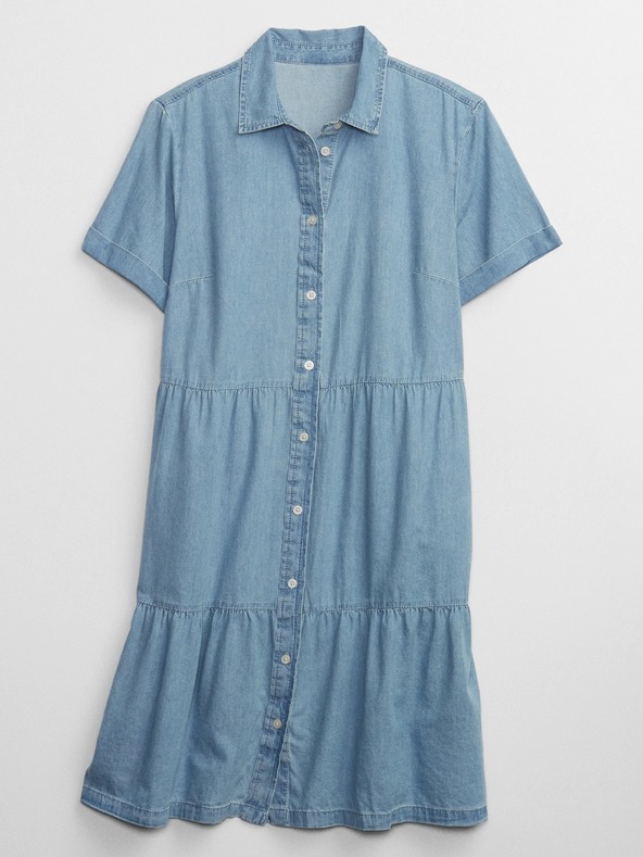 GAP Rochie din denim cu volane GAP