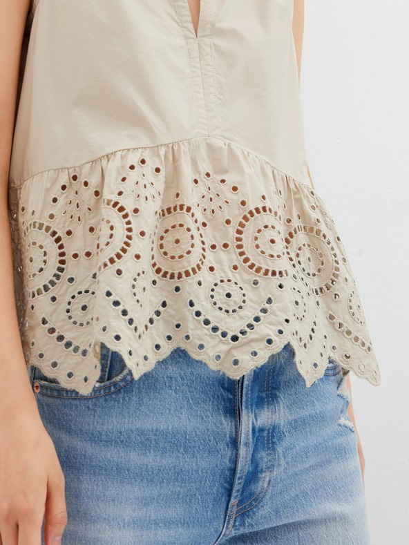 GAP Top peplum din bumbac cu dantelă GAP