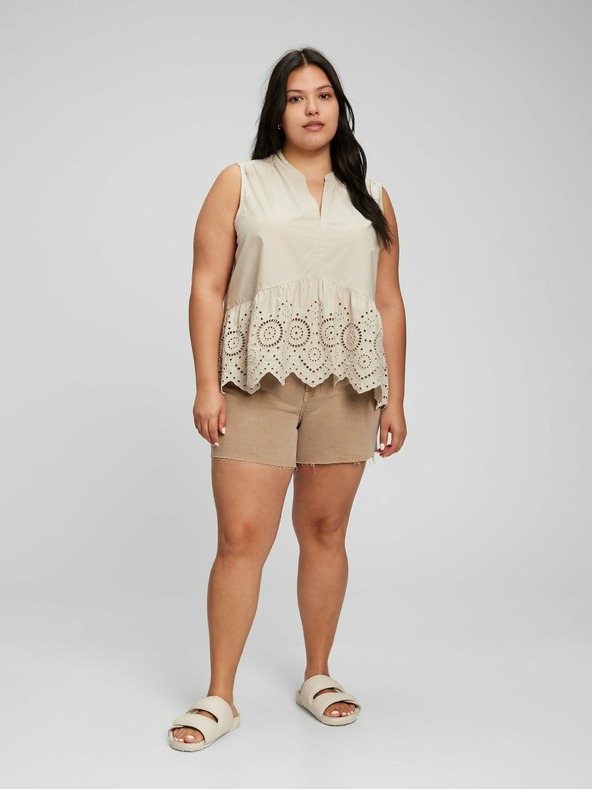 GAP Top peplum din bumbac cu dantelă GAP
