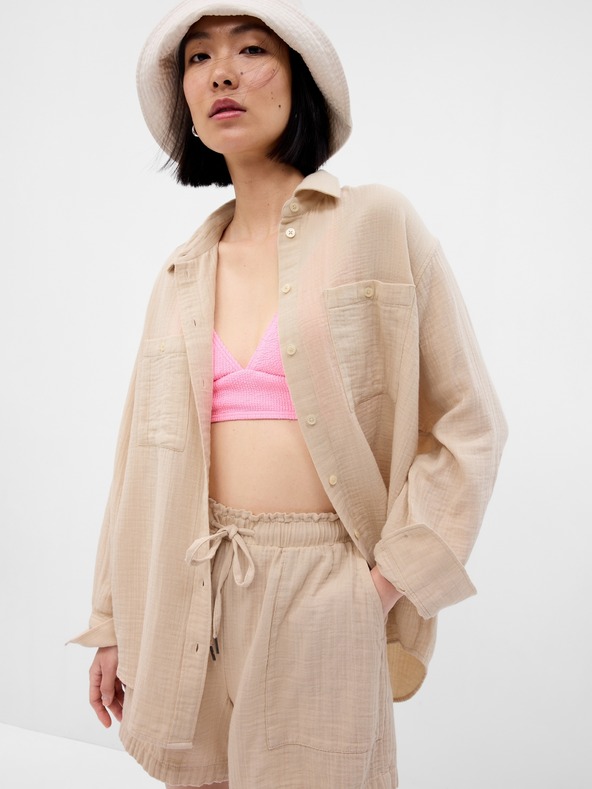 GAP Cămașă oversize din muselină GAP