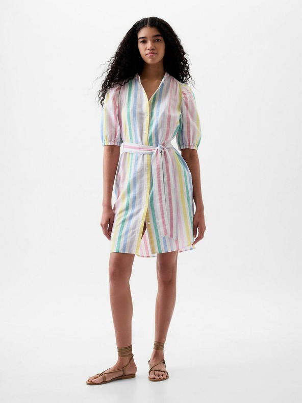 GAP Rochie mini în dungi din amestec de in GAP