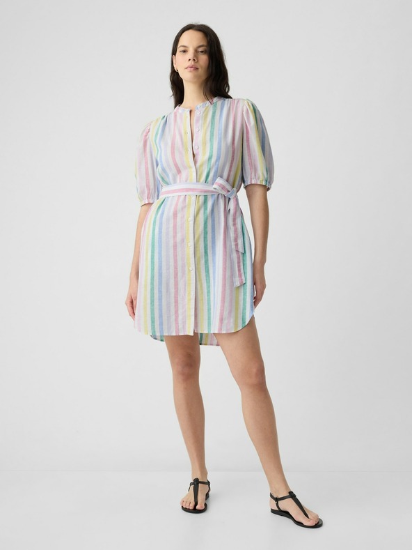 GAP Rochie mini în dungi din amestec de in GAP