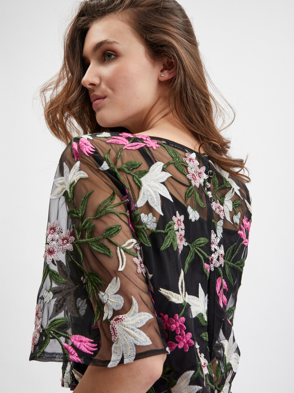 Orsay Bluză de damă neagră florală ORSAY