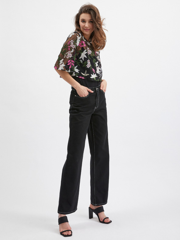 Orsay Bluză de damă neagră florală ORSAY
