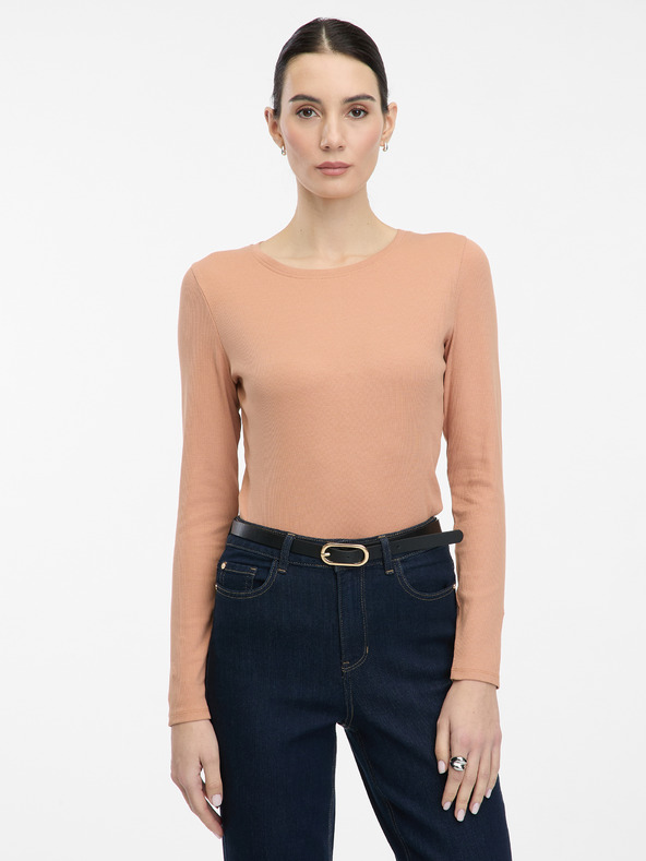 Orsay Tricou de damă maro deschis cu mâneci lungi ORSAY