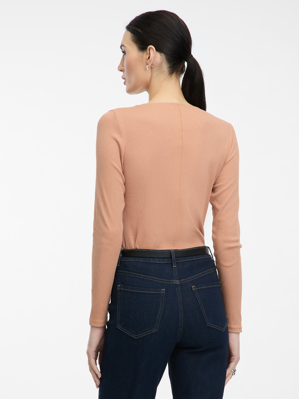 Orsay Tricou de damă maro deschis cu mâneci lungi ORSAY