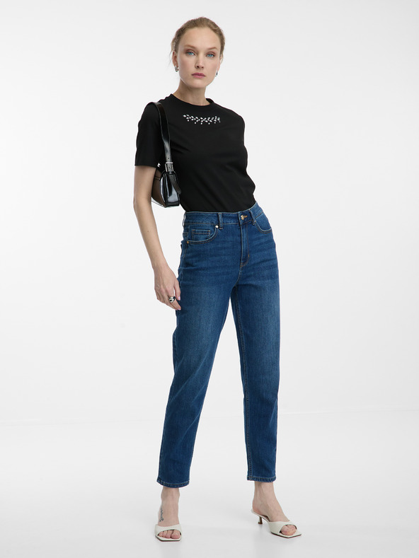 Orsay Tricou negru cu aplicație pentru femei ORSAY