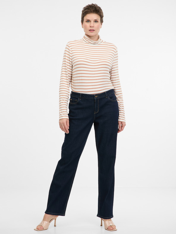 Orsay Tricou în dungi bej cu mânecă lungă pentru femei ORSAY