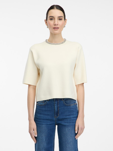 Orsay Bluză cremă cu mânecă scurtă pentru femei ORSAY