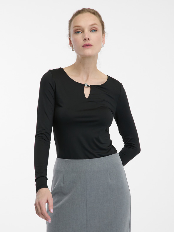 Orsay Top negru cu mânecă lungă pentru femei ORSAY
