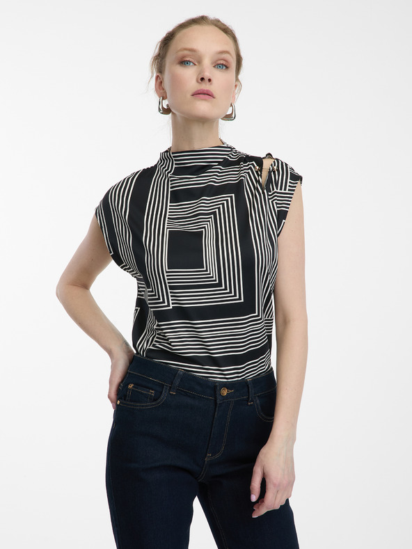 Orsay Bluză de damă neagră cu model ORSAY