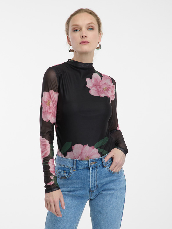 Orsay Bluză neagră cu imprimeu floral pentru femei ORSAY