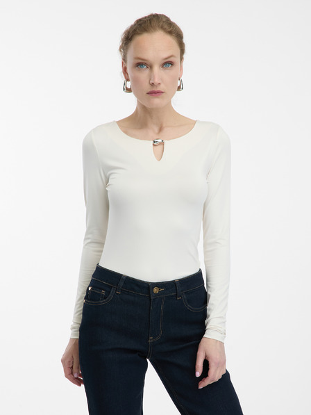 Orsay Top cremă cu mânecă lungă pentru femei ORSAY