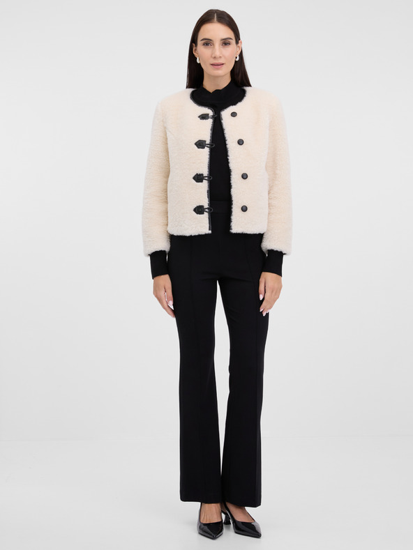 Orsay Jachetă cremă din blană artificială pentru femei ORSAY