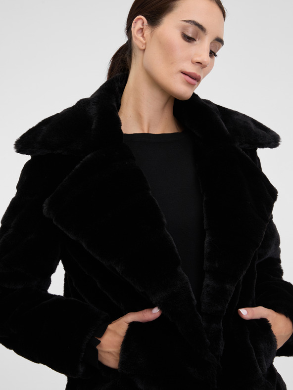 Orsay Haină scurtă din blană neagră pentru femei ORSAY