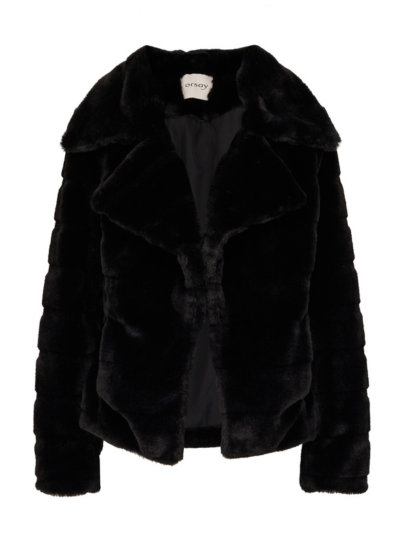 Orsay Haină scurtă din blană neagră pentru femei ORSAY