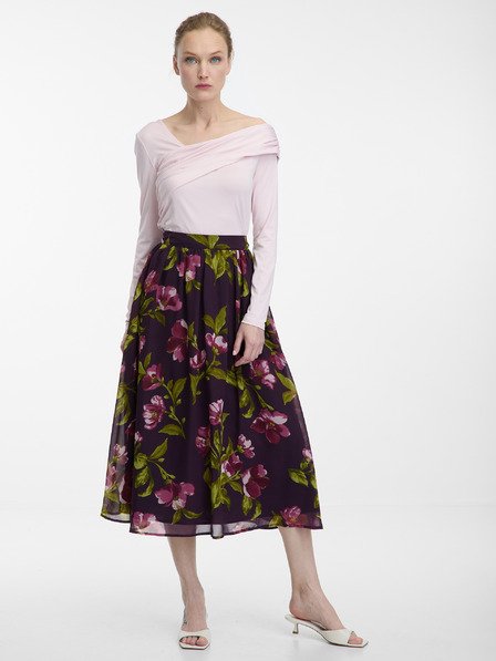 Orsay Fustă midi violet cu imprimeu floral pentru femei ORSAY