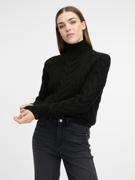 Orsay Hanorac negru cu guler înalt pentru femei ORSAY