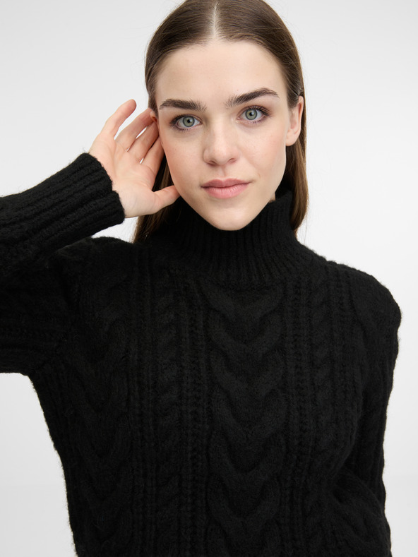 Orsay Hanorac negru cu guler înalt pentru femei ORSAY