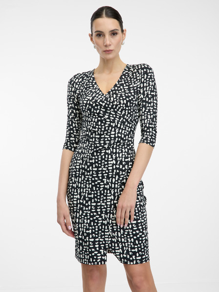 Orsay Rochie neagră cu model, până la genunchi, pentru femei ORSAY